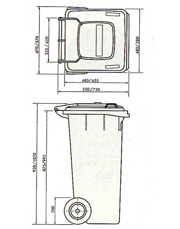  VENTILIUOJAMAS BIO ATLIEKŲ KONTEINERIS 240 LTR