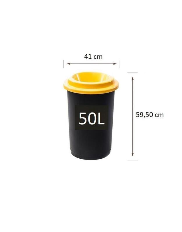  Plastikinė šiukšlių dėžė Eco Bin Geltonu dangčiu 50 ltr