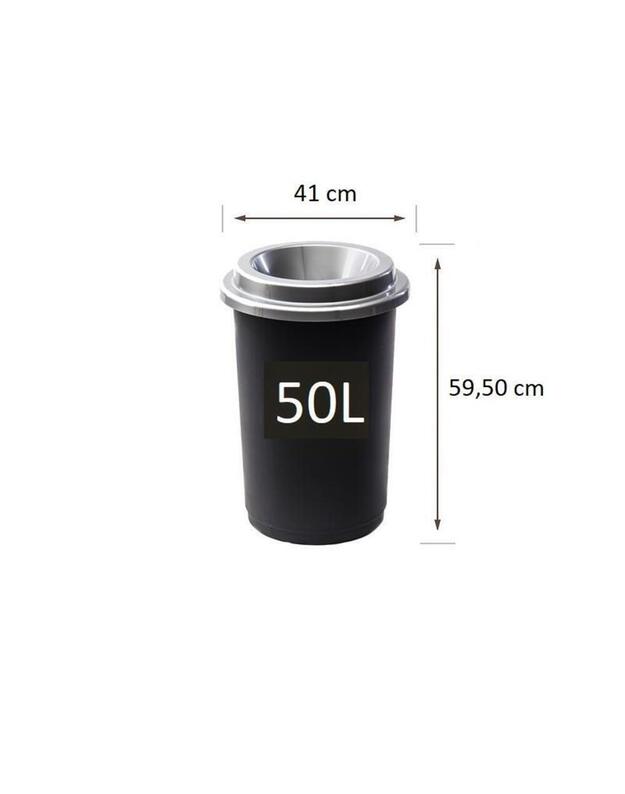 Plastikinė šiukšlių dėžė Eco Bin Pilku dangčiu 50 ltr